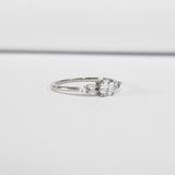 Solitaire Marquise Accents Ring 0.65ct Round Cut Diamond 14k White Gold Finish