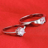 1.5Ct Round Cut Diamond Couple Solitaire Engagement Rings 14K White Gold Finish