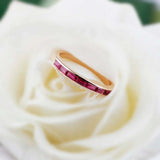 1ct Baguette Pink Ruby Wedding Band Channel Set Half Eternity 14k Rose Gold Over