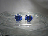 0.5ct Round Cut Blue Sapphire Classic Stud Earrings Women 14k White Gold Finish