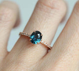 1.3ct Oval London Blue Topaz Engagement Ring 14k Rose Gold Finish Diamond Accent