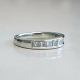 1.5ct Princess Cut Diamond Half Eternity Wedding Ring Band 14k White Gold Finish