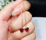 0.5ct Heart Cut Red Garnet Drop Dangle Earring Women 14k Rose Gold Finish