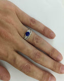 2.2ct Round Cut Blue Sapphire Engagement Ring Bridal Set Band 14k WhiteGold Over