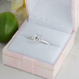 1.5ct Radiant Cut Diamond Trilogy Solitaire Engagement Ring 14k White Gold Over