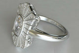 3ct Cushion Cut Diamond Engagement Ring Vintage Art Deco 14k White Gold Finish