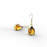 1ct Pear Cut Yellow Citrine Fish Hook Drop Earrings 14k Yellow Gold Finish