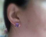 2ct Stud Earrings Pear Cut Purple Amethyst Stylish Floral 14k White Gold Finish