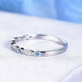 1ct Round Cut Blue Aquamarine Half Eternity Vintage Band 14k White Gold Finish