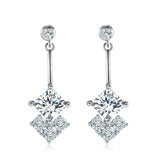 1.6ct Princess Cut VVS1 Diamond Fancy Design Drop Earrings 14k White Gold Finish