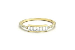 Thin Minimalist Petite Wedding Band 1.2ct Baguette Diamond 14k Yellow Gold Over