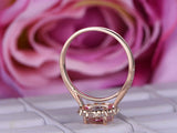 2ct Round Cut Peach Morganite Engagement Ring 14k Rose Gold Finish Halo Floral