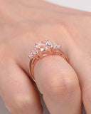 2Ct Round Cut Peach Morganite Engagement Ring 18K Rose Gold Over Diamond Accents