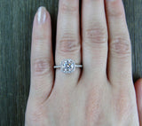 1.6ct Round Cut Diamond Engagement Ring 14k White Gold Over Halo Solitaire Women