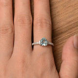 1ct Heart Cut Aquamarine Solitaire with Round Accent Ring 14k White Gold Finish