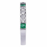 2ct Princess Cut Green Emerald Half Eternity Wedding Band 14k White Gold Finish