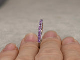 1.6ct Round Cut Purple Amethyst Wedding Band Half Eternity 14k White Gold Finish