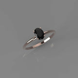 0.75ct Oval Cut Black Diamond Engagement Ring Solitaire Women 14k Rose Gold Over