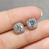 1.5ct Round Cut Moissanite Halo Stud Earrings For Women 14K White Gold Plated