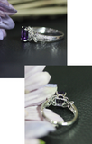 2ct Oval Cut Purple Amethyst Engagement Ring 14k White Gold Finish Floral Design