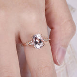 1.2ct Oval Cut Peach Morganite Solitaire Engagement Ring 18k Rose Gold Finish