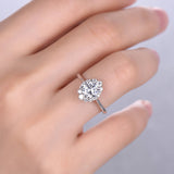 Flower Solitaire Engagement Ring 1ct Round Cut Diamond 14k White Gold Finish