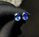 1.5ct Stud Earrings Oval Cut Blue Tanzanite Solitaire Design 14k White Gold Over