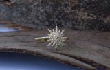 Statement Art Deco Minimalist Wedding Ring 1ct Round Diamond 14k YellowGold Over