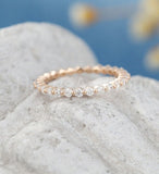 1.2ct Round Cut Moissanite Full Eternity Women Wedding Band 14k Rose Gold Plated