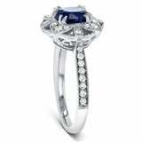 2ct Round Cut Blue Sapphire Engagement Ring 14k WhiteGold Finish Floral Art Deco