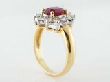 2ct Oval Cut Pink Ruby Engagement Ring Diamond Halo Floral 14k Yellow Gold Over