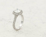 2ct Cushion Cut Diamond Accent Halo Solitaire Engagement Ring 14k WhiteGold Over