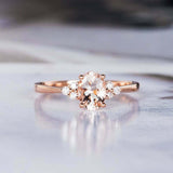 1.3ct Oval Cut Peach Morganite Engagement Ring Diamond Accents 14k RoseGold Over