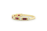 1ct Baguette Pink Ruby Milgrain Half Eternity Wedding Band 14k Yellow Gold Over