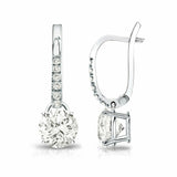 2Ct Round Cut Diamond Stylish Dangle Drop Earrings Women 14K White Gold Finish