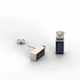 1ct Baguette Cut Blue Sapphire Diamond Elegant Stud Earrings 14k YellowGold Over