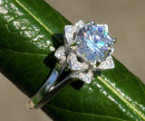 Flower Solitaire Engagement Ring 1.9ct Round Cut Diamond 14k White Gold Finish