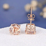 1ct Round Cut Champagne Morganite Royal Stud Earrings Women 14k Rose Gold Finish