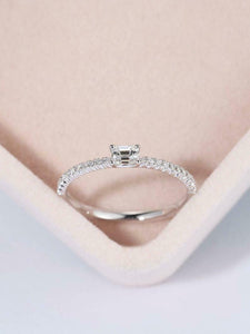 Solitaire with Accents Engagement Ring 1.2ct Baguette Diamond 14k WhiteGold Over