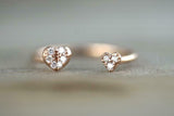 0.7ct Round Cut Diamond Engagement Ring Open Heart Dainty 14k Rose Gold Finish