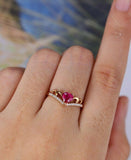 1ct Heart Cut Pink Ruby Diamond Engagement Ring 14k RoseGold Finish Crown Design