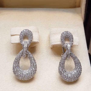 6Ct Round Cut Diamond Cluster Party Water Drop Earrings 14K White Gold Finish