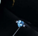 1ct Engagement Ring Heart Cut Blue Topaz Minimalist Trilogy 14k WhiteGold Finish