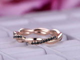 1ct Round Cut Black Diamond Wedding Band Twisted Rope Infinity 14k RoseGold Over