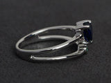 1.4ct Engagement Ring Heart Cut Blue Sapphire Split Shank 14k White Gold Finish