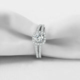 3ct Round Diamond Engagement Ring Halo Split Shank Solitaire 14k White Gold Over