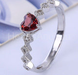 0.6ct Heart Cut Simulated Red Garnet Solitaire Accents Ring 14k WhiteGold Plated