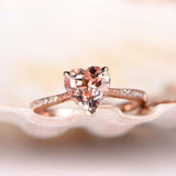 1ct Heart Cut Peach Morganite Solitaire Engagement Ring 18k Rose Gold Finish