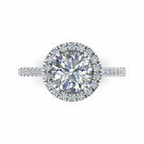 1.5ct Round Cut Diamond Engagement Ring Halo 14k White Gold Finish Round Accents