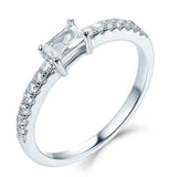 1.6ct Baguette Diamond Engagement Ring Solitaire with Accents 14k WhiteGold Over